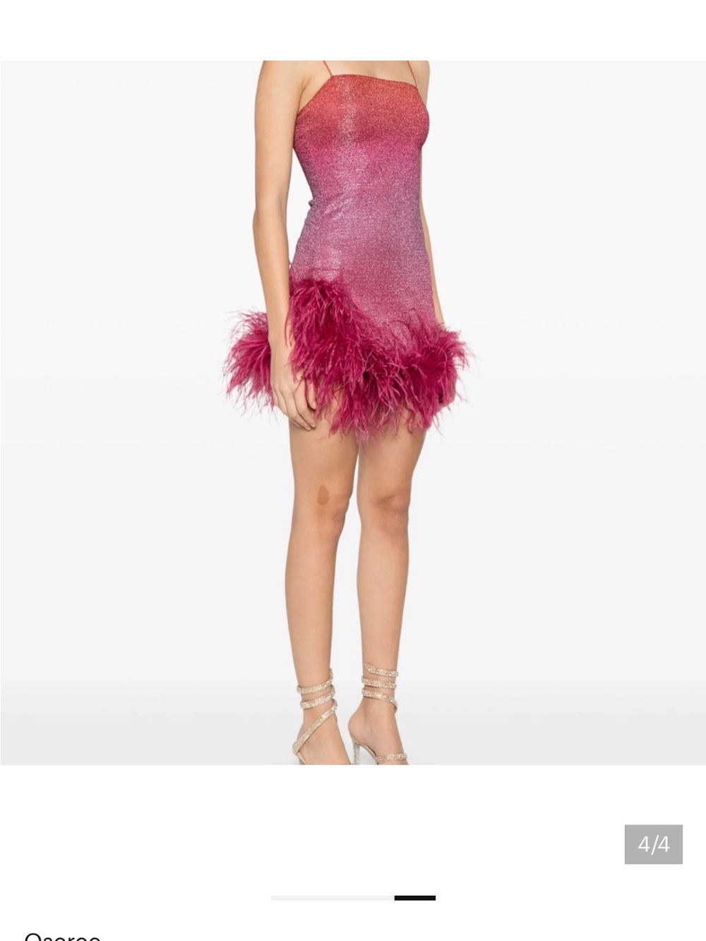 Oseree Pink Ombre Feather-Hem Mini Dress